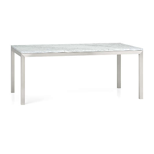 Parsons White Marble Top/ Stainless Steel Base 72x42 Dining Table